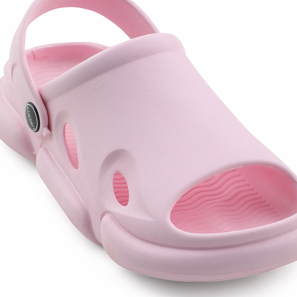 A-HA Pink Casual Clogs For Kids BEACHFIT01 By Liberty Faux Shearling Clogs