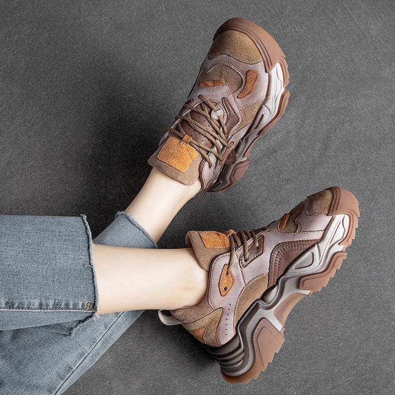 Sneakers All Numbers Women Retro Patchwork Leather Dad Sneakers