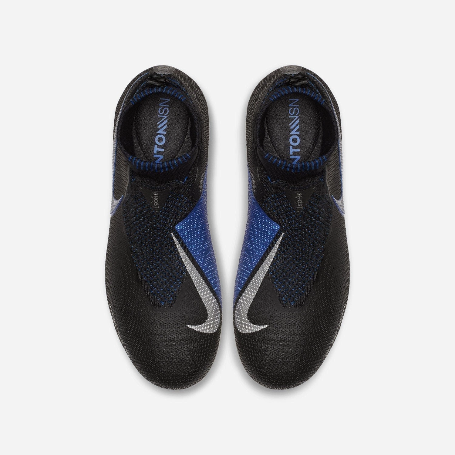 Golf Shoes Nike Air Max Kid's Phantom Vision Elite DF MG Soccer Cleats - Black/Racer Blue/Metallic Silver