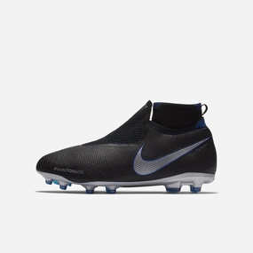 Shoes Nike Clearance Kid's Phantom Vision Elite DF MG Soccer Cleats - Black/Racer Blue/Metallic Silver