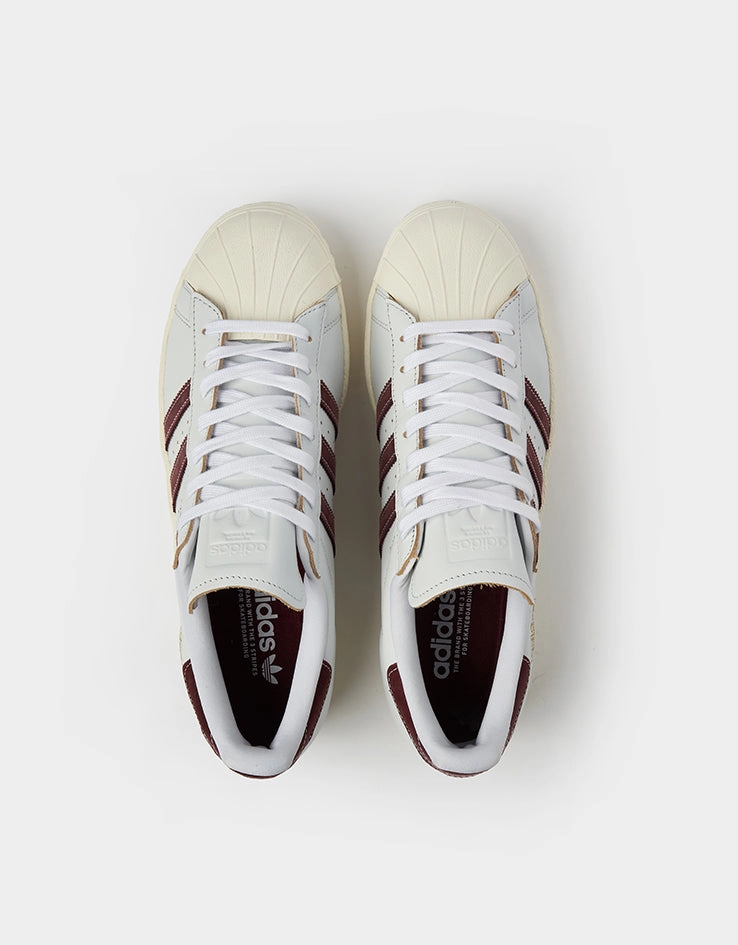 adidas Superstar 80 ADV Skate Shoes - Crystal White/Shadow Red/Off White Best Looking Skate Shoes