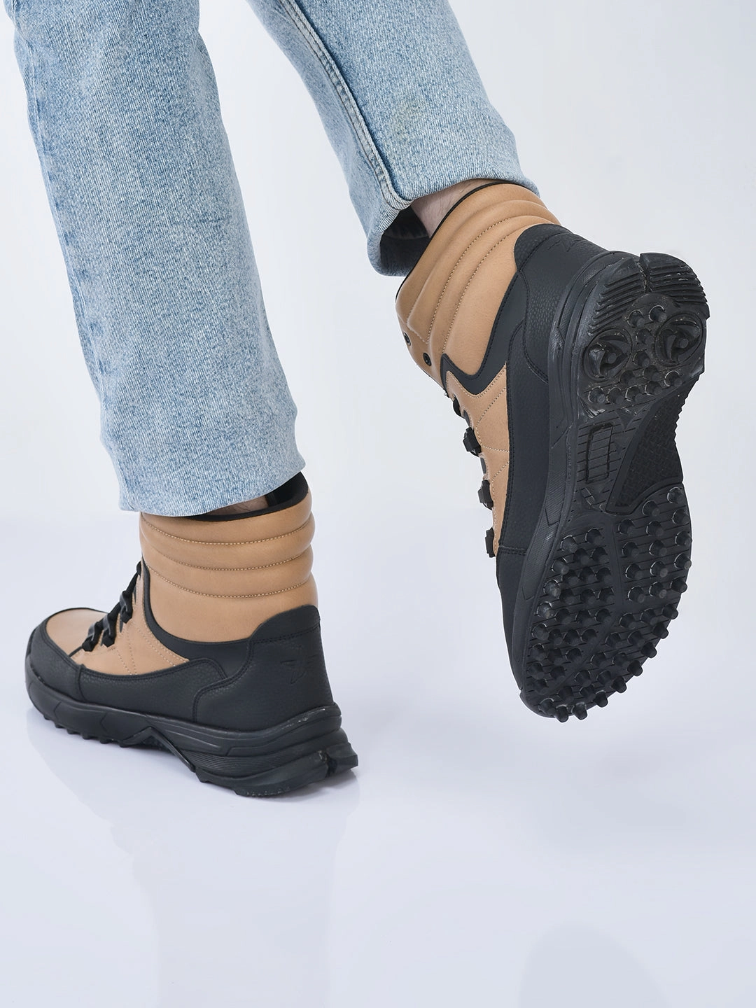 Best Insulated Chelsea Boots Men Tan High Top 3-Eye Lace Up High Ankle Winter Biker Boots|Trekking Boots|Hiking Boots|Basketball Shoes|Good Sole Grip Traction