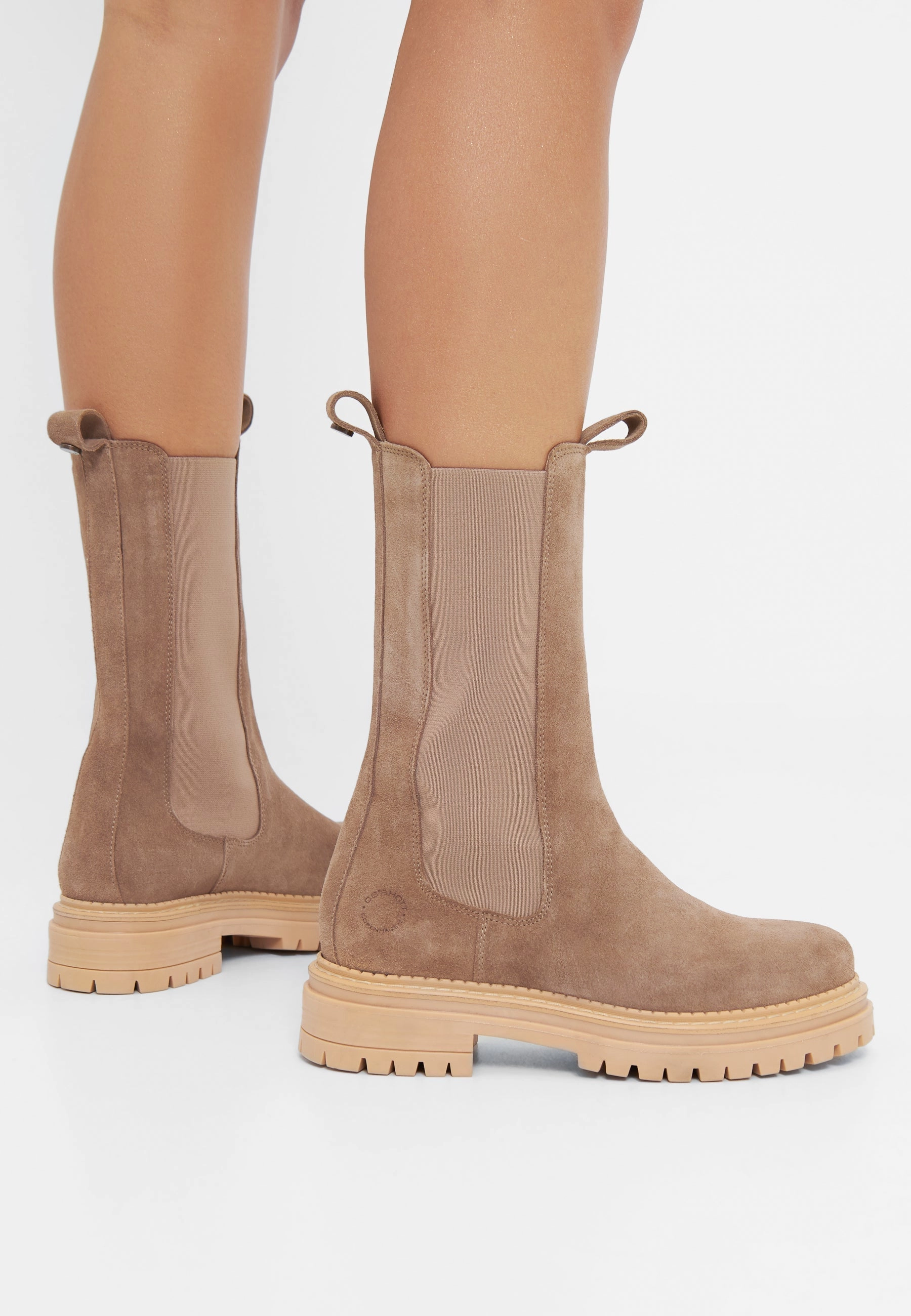 No Heel Chelsea Boots Cashannah Beige Suede High Chelsea Boots