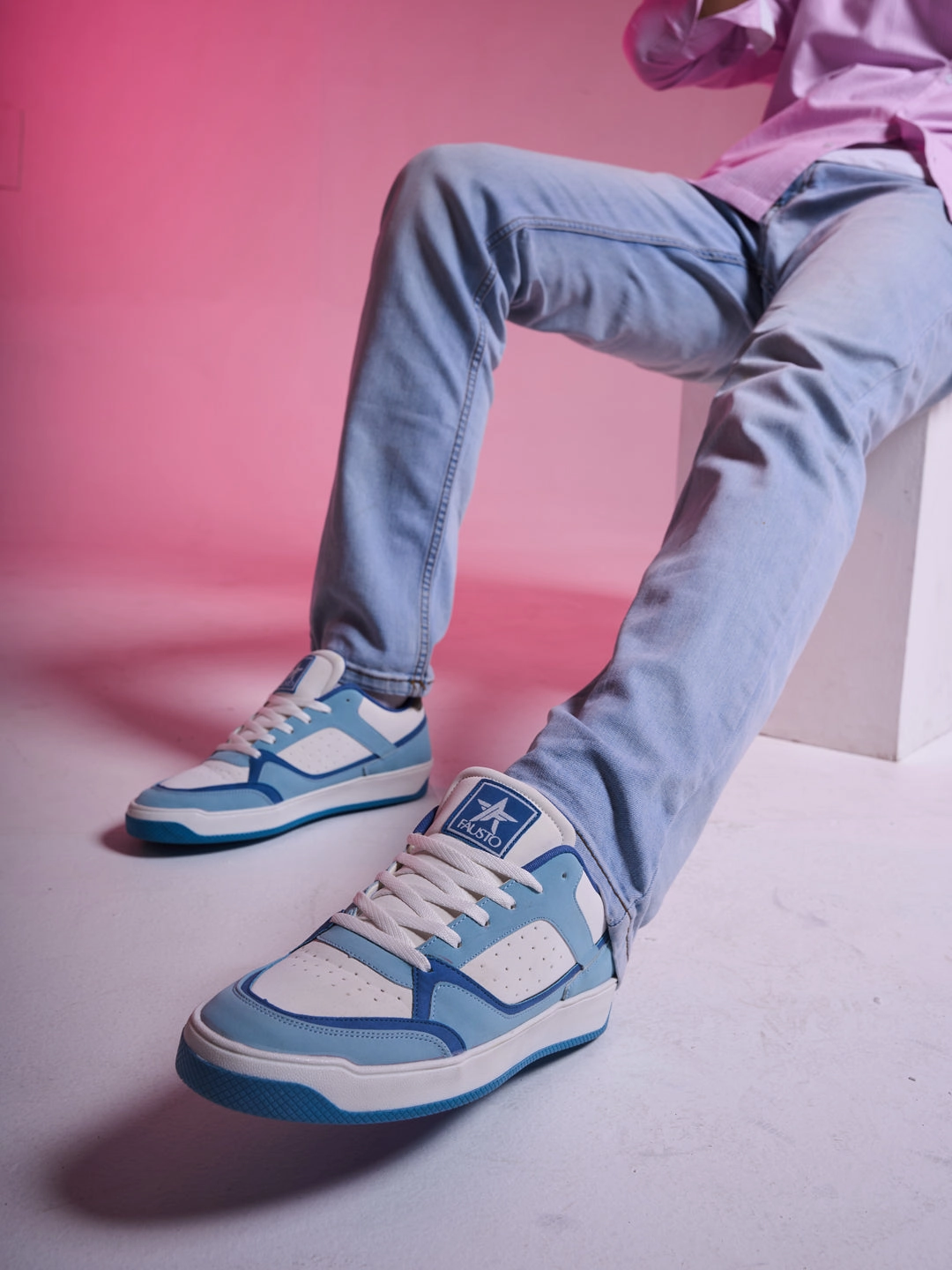 Protective Spray For Sneakers Men Blue Colorblocked Low Ankle Contrast Sole Lace Up Sneakers|Classic Combine Style Sneaker Shoes|Lace Up Casual Shoes