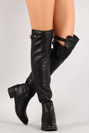 Elastic Panel Buckle Riding Over-The-Knee Boots Minnetonka Knee High Boots