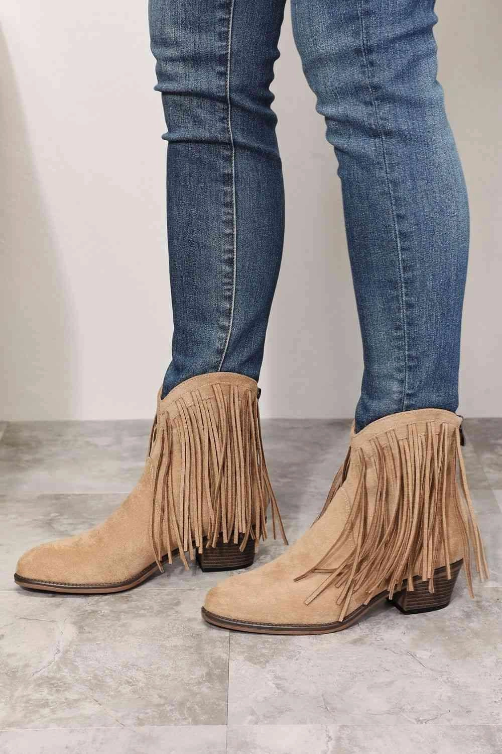 Textile Ankle Boots Legend Women's Fringe Cowboy Western Ankle Boots
