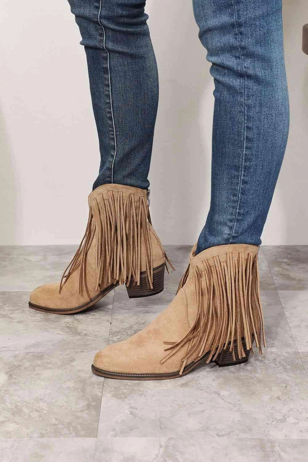 Platform Ankle Boots With Buckles Legend Women's Fringe Cowboy Western Ankle Boots