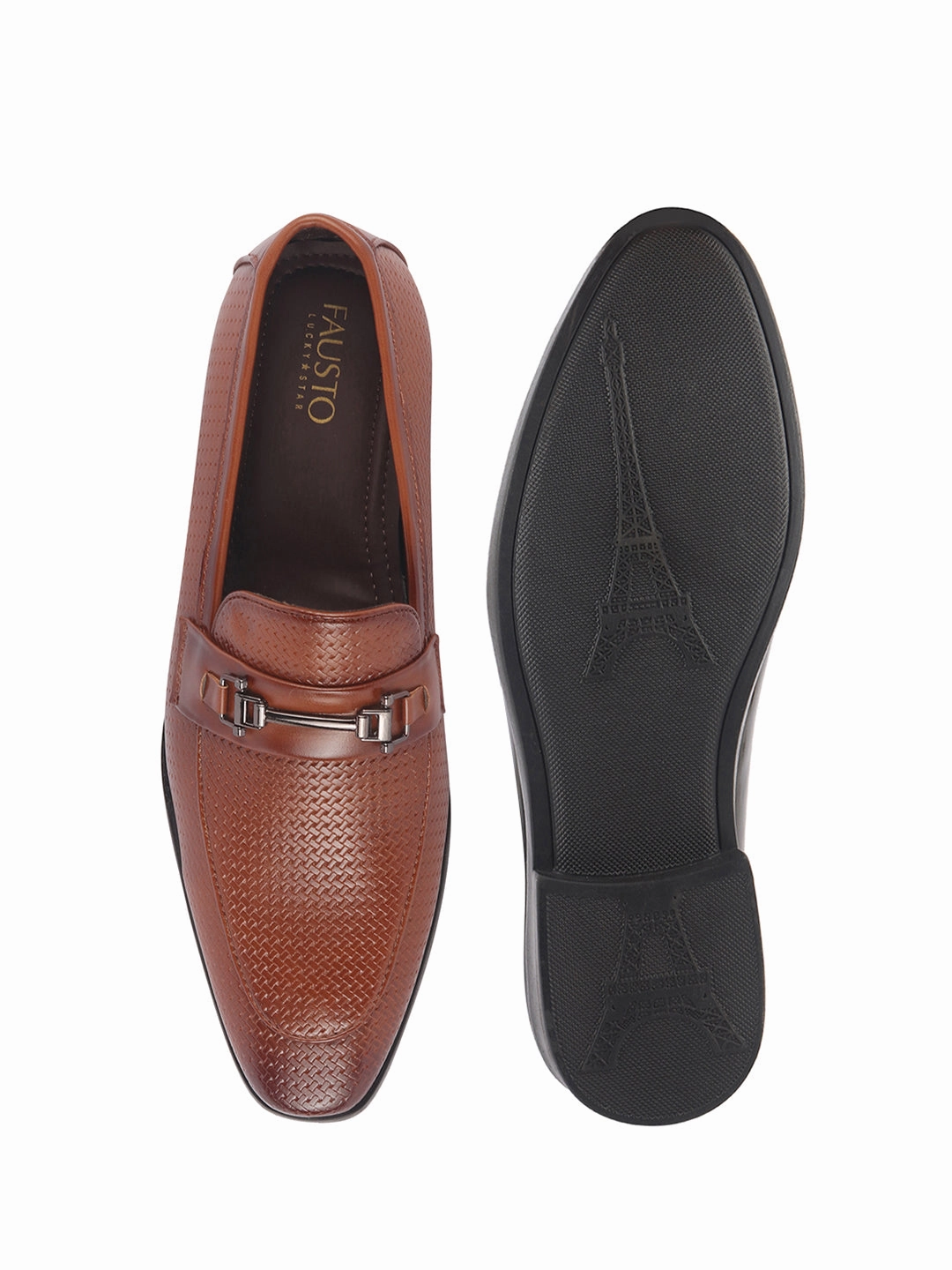 Men Tan Horsebit Buckle Textured Classic Party Formal Slip On Shoes|Memory Cushioned Insole Loafers for Office, Meeting, Wedding|All Day Comfort Best Work Boots For Diesel Mechanics