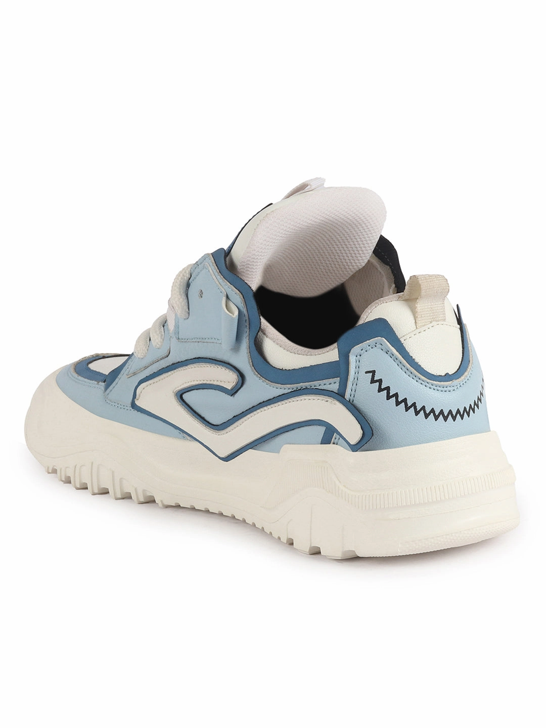 White Sneakers Adidas Men Blue Colorblocked Mid Top Chunky Lace Up Sneaker Shoes|Feather Lite Casual Shoes|Mid Ankle Sneaker Shoes