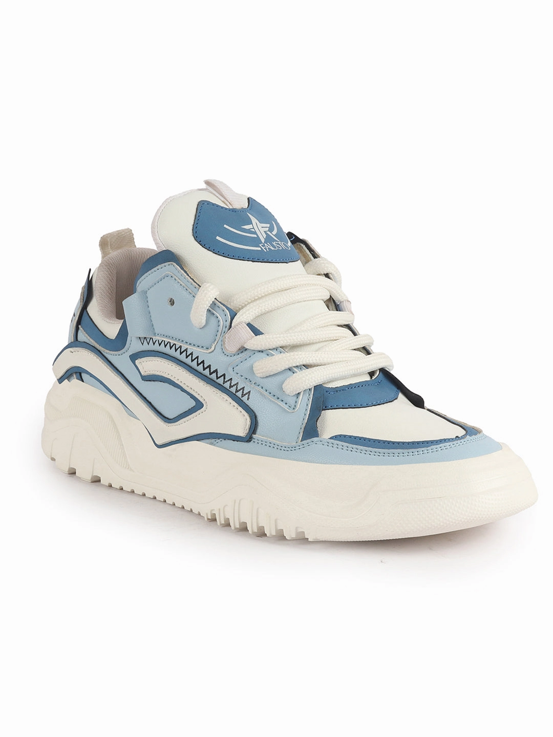 Sneakers Stores Near Me Men Blue Colorblocked Mid Top Chunky Lace Up Sneaker Shoes|Feather Lite Casual Shoes|Mid Ankle Sneaker Shoes