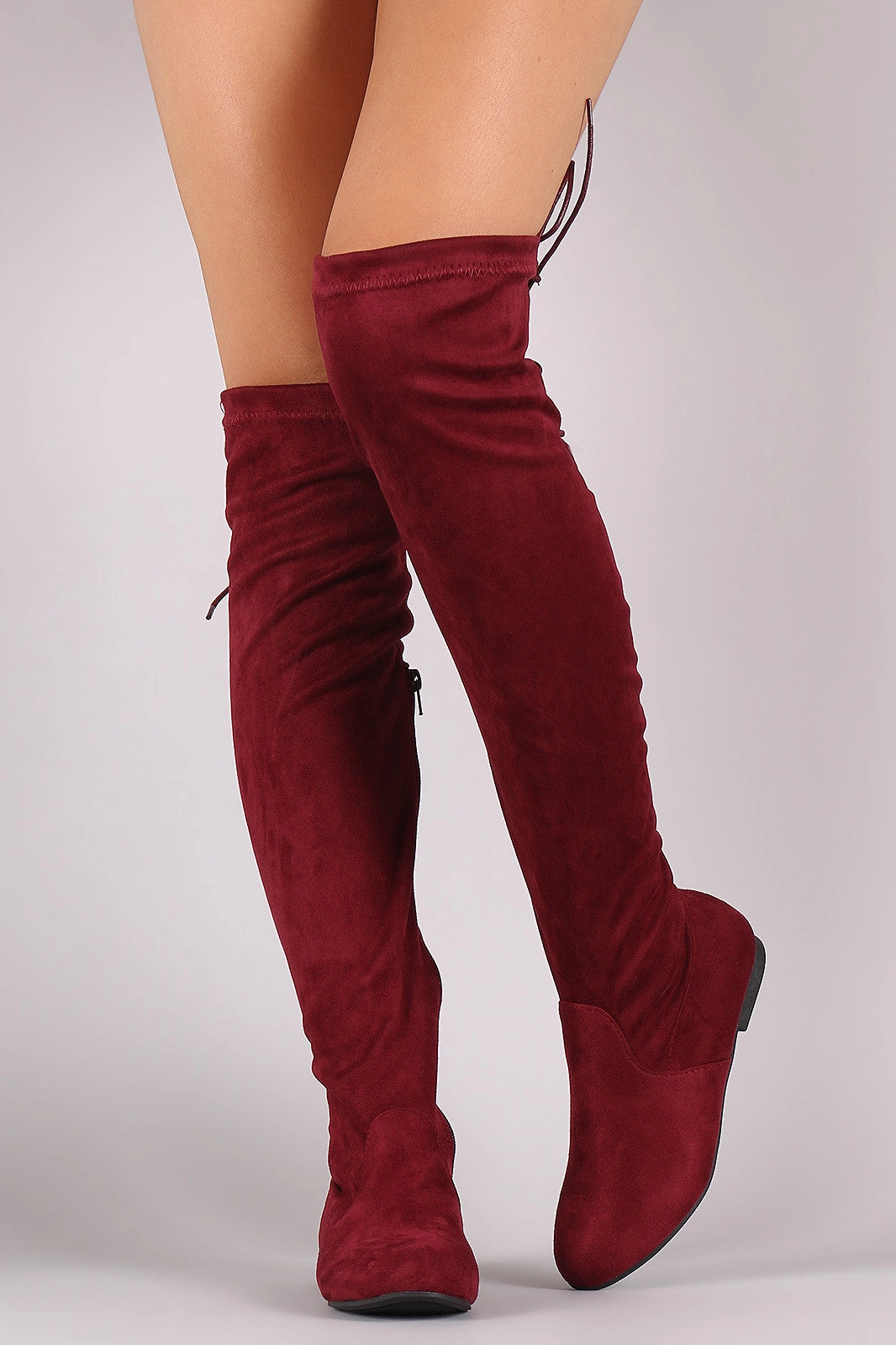 Back Lace Up Over-The-Knee Suede Flat Boots Tennis Shoe Boots Knee High