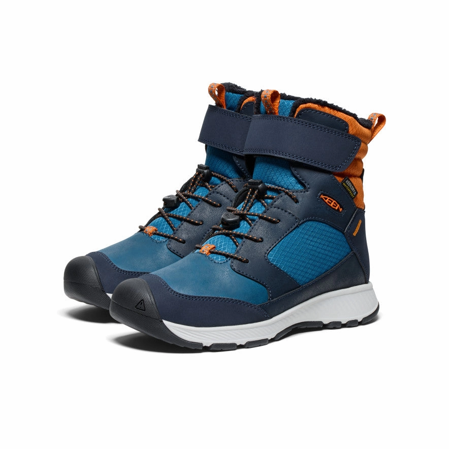Big Kids' Skua Waterproof Winter Boot  |  Sky Captain/Gold Flame Lands End Snow Boots