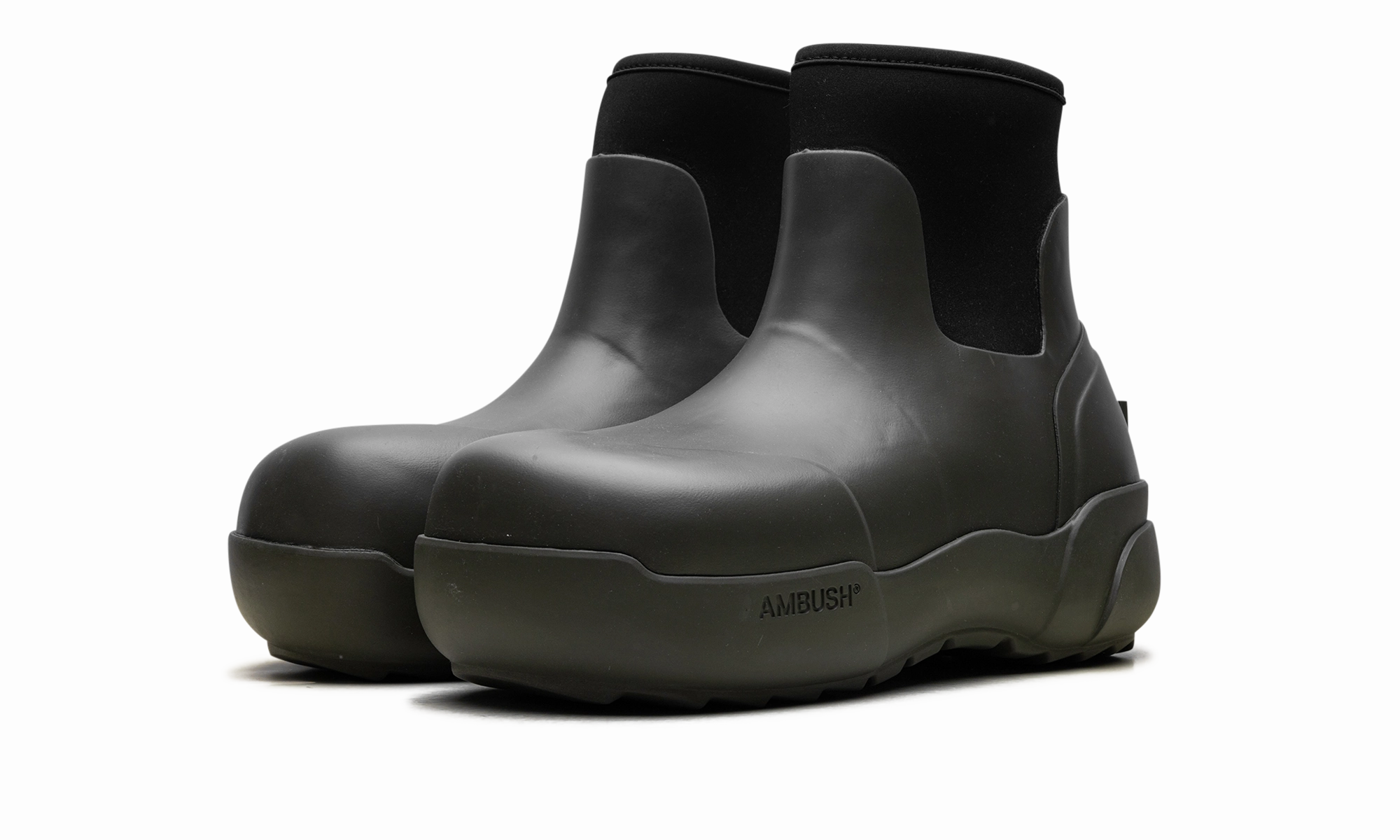 AMBUSH RUBBER ANKLE BOOT SHOES GREEN "Green" Wide Suede Ankle Boots