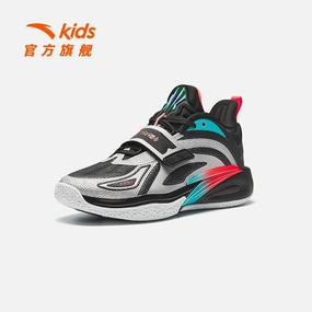 Low Cut Basketball Shoes Ankle Injury ANTA BIG KIDS KAI Nitroedge Basketball Shoes 3124C1199-7 Black/Metallic Titanium (Kasut Bola Keranjang Kanak-kanak)