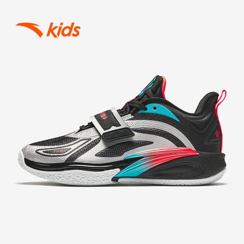Black Label Basketball Shoes ANTA BIG KIDS KAI Nitroedge Basketball Shoes 3124C1199-7 Black/Metallic Titanium (Kasut Bola Keranjang Kanak-kanak)