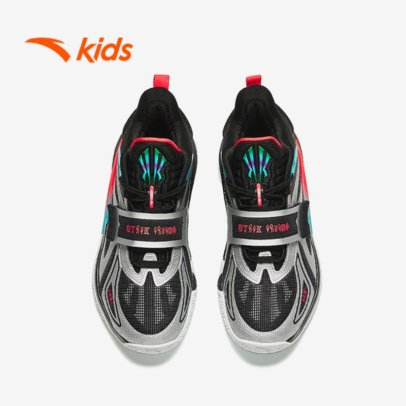 2k Generic Basketball Shoes ANTA BIG KIDS KAI Nitroedge Basketball Shoes 3124C1199-7 Black/Metallic Titanium (Kasut Bola Keranjang Kanak-kanak)