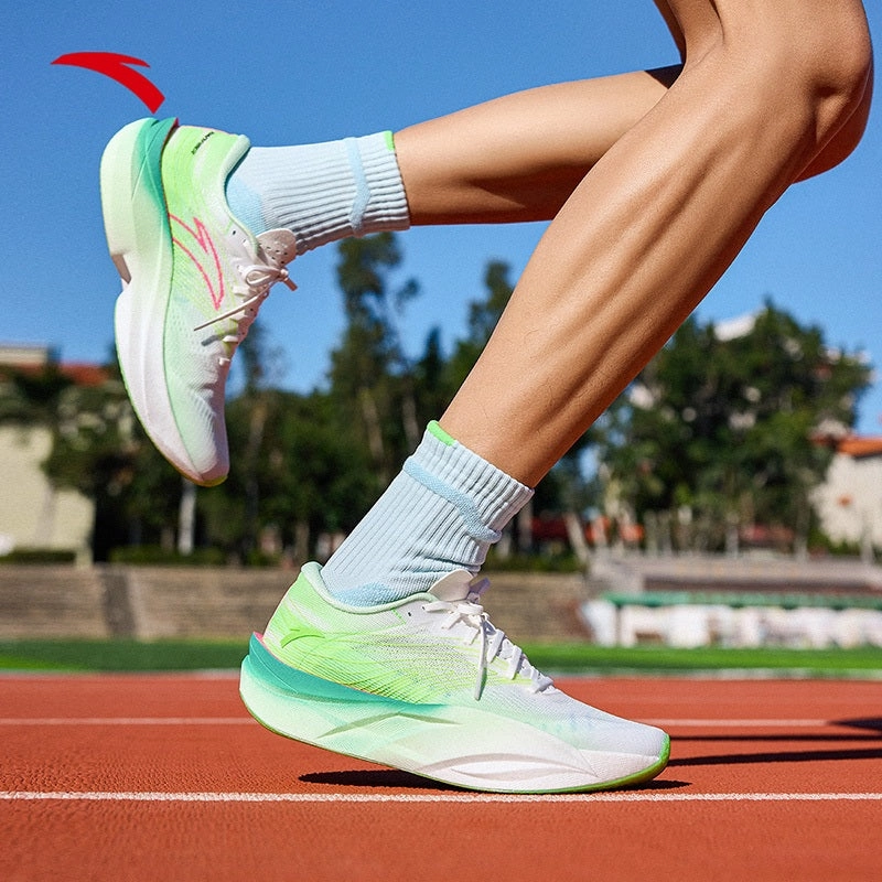 Difference Lacrosse Soccer Cleats ANTA Men C202 6 Running Shoes 1125A5575-2 -White/Green/Green (Kasut Larian Lelaki)