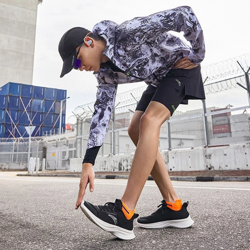 ANTA Men Flashlite Running Shoes 9124A5521-2- Black/Ivory White (Kasut Larian/Kasut Joging) Snow Boots Upgrade