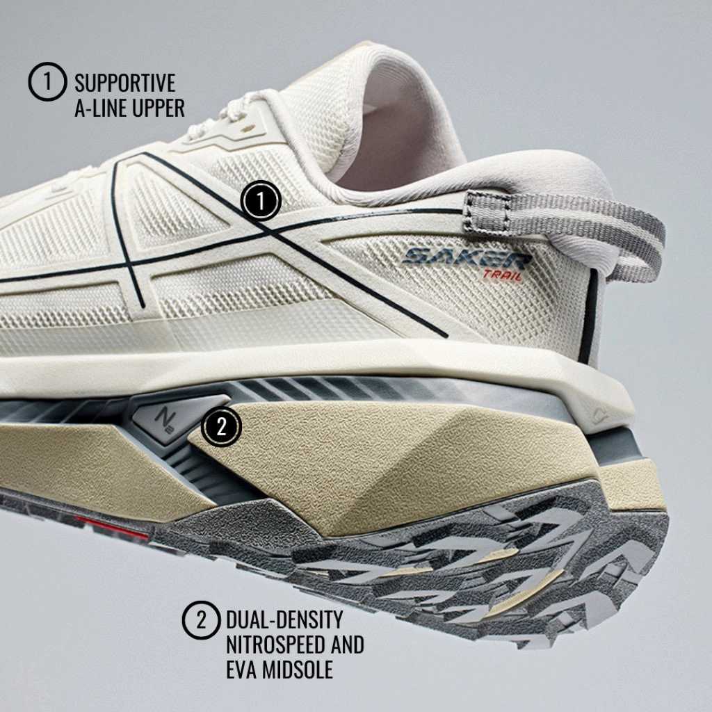 Tan Snow Boots ANTA Men Saker 2  Running Shoes 1124D5502A-2 -White/White/Grey (Kasut Sukan Lelaki)