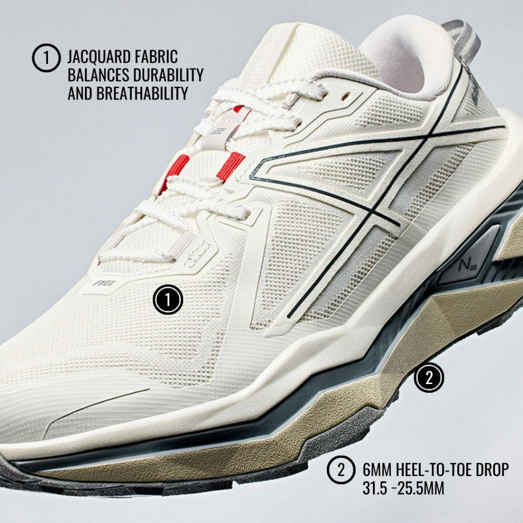 ANTA Men Saker 2  Running Shoes 1124D5502A-2 -White/White/Grey (Kasut Sukan Lelaki) D&g Snow Boots