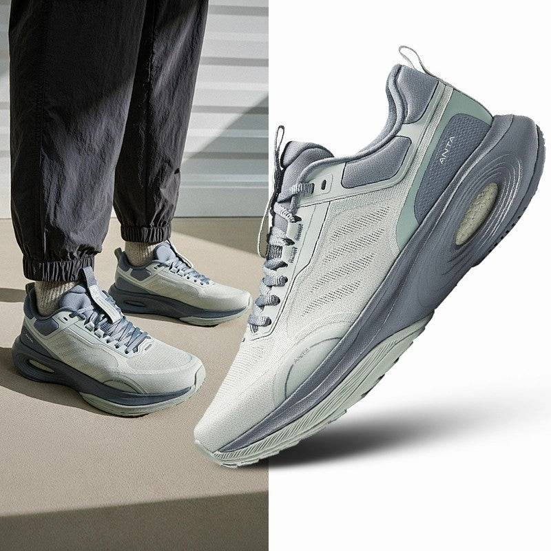 ANTA Men SUPERFLEXI CROSS-TRAINING SHOES 1124C7790-4 -White Green/Green/Wood Ash Grey (Kasut Sukan) Soccer Cleats Made From Kangaroo Leather