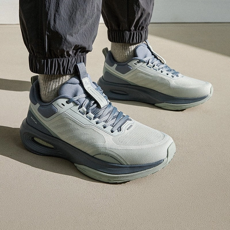 Matte Soccer Cleats ANTA Men SUPERFLEXI CROSS-TRAINING SHOES 1124C7790-4 -White Green/Green/Wood Ash Grey (Kasut Sukan)