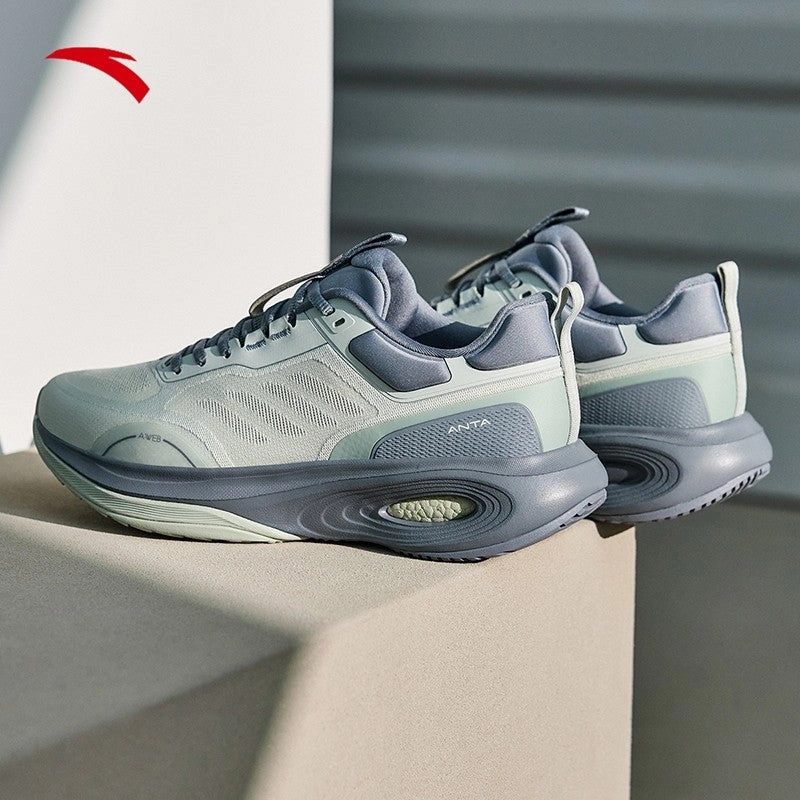 Soccer Leather Cleats ANTA Men SUPERFLEXI CROSS-TRAINING SHOES 1124C7790-4 -White Green/Green/Wood Ash Grey (Kasut Sukan)