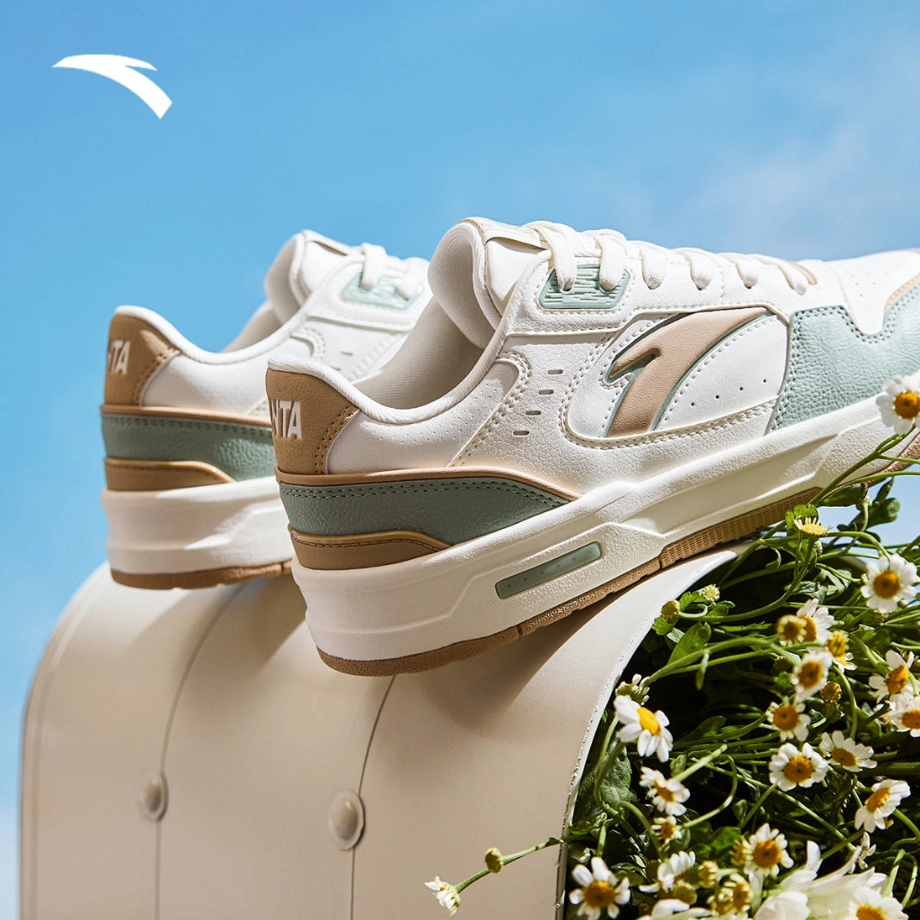 Li ANTA Women Flame X-Game Shoes 1225B8091-6 -White/Cyan/Wood (Kasut Kasual Perempuan)