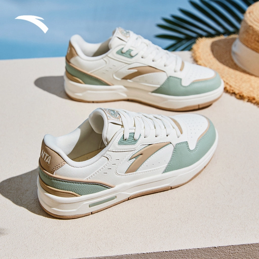 Vegan Rain Boots ANTA Women Flame X-Game Shoes 1225B8091-6 -White/Cyan/Wood (Kasut Kasual Perempuan)