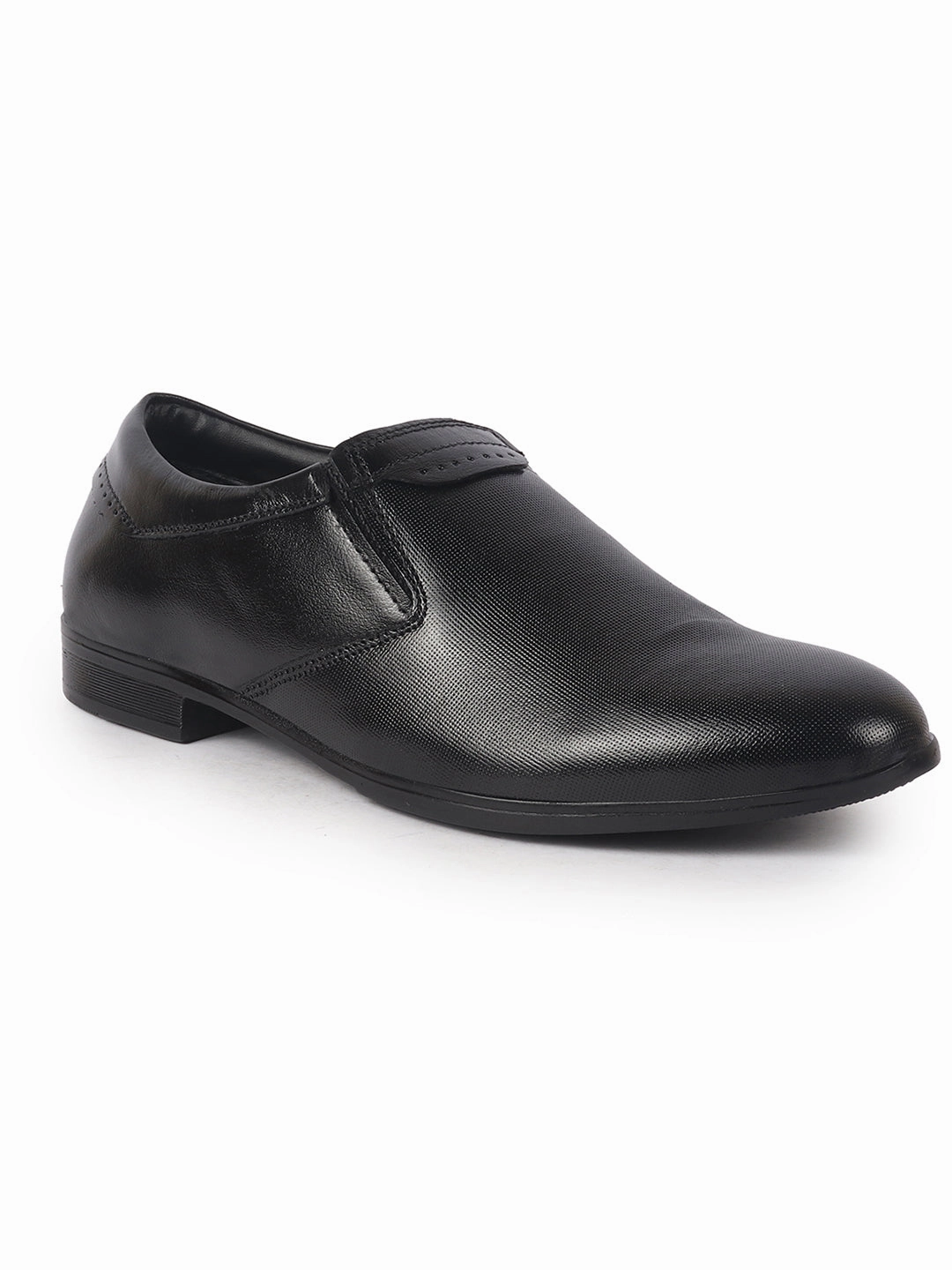 Men Black Genuine Leather Broad Feet Formal Slip On Shoe|Work Wear|Comfort for Office|Anti Skid Sole Shoe Inserts For Work Boots