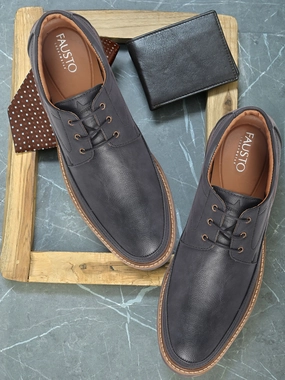 Men Navy Blue Formal Lace-Up Derby Uniform Dress Shoes Work Boots Greenville Sc