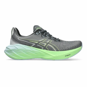 Men's Asics Novablast 4, Steel Grey/Electric Lime, 11.5 D Medium Asics Trail Shoes Overpronation