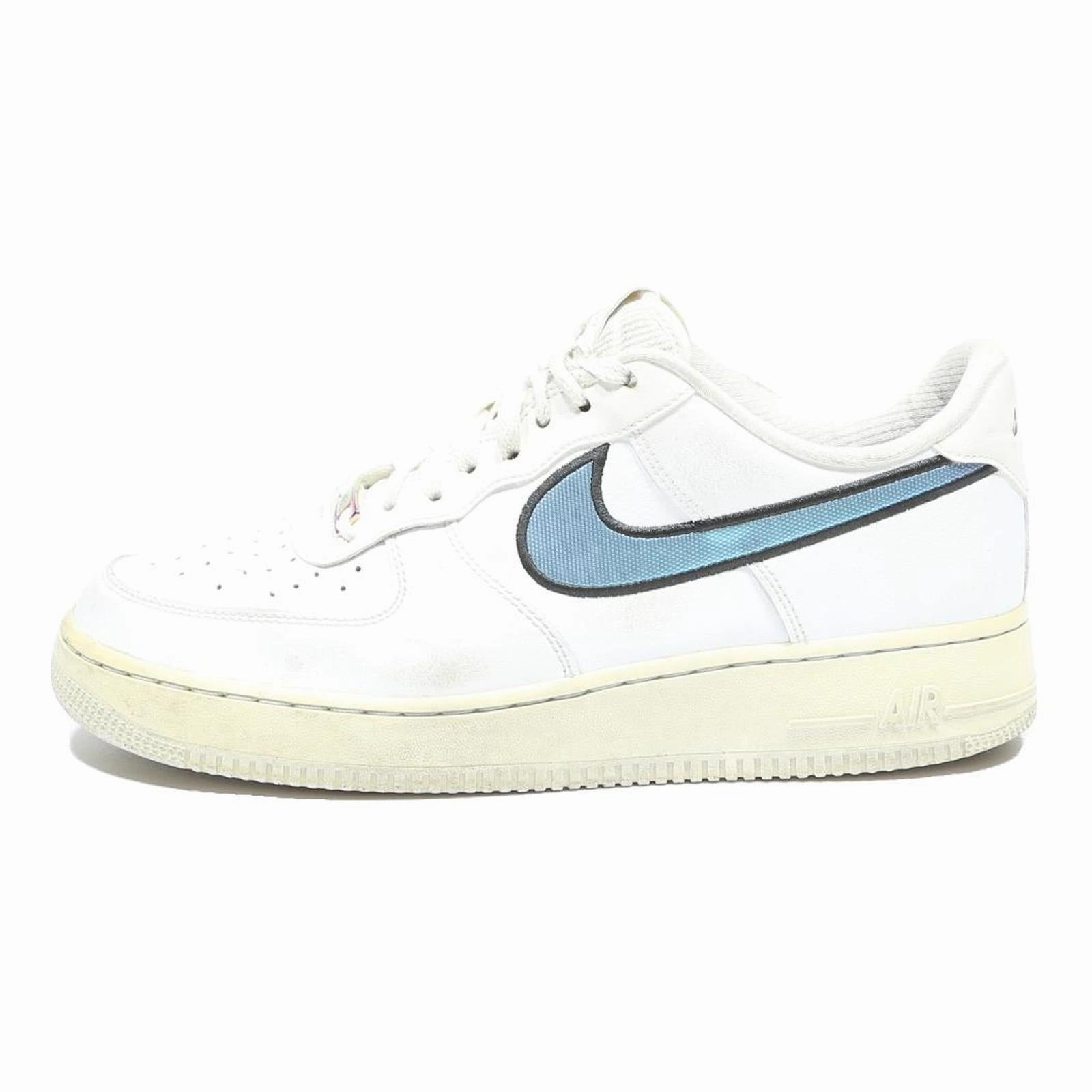 Nike Workout Shoes NIKE Air Force 1 Mens Low Top Trainers White & Light Blue Leather UK 9 Casual
