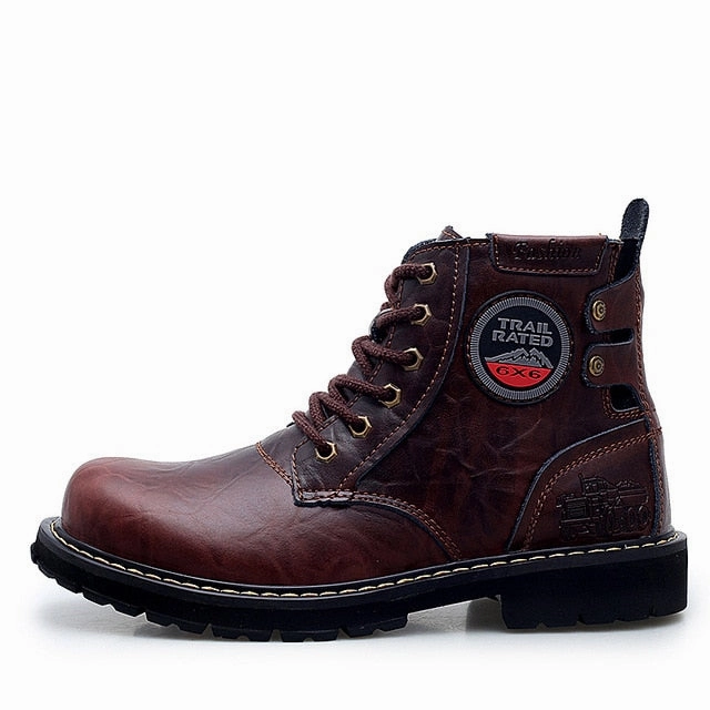 Autumn Winter Fashion Men Motorcycle Boots Genuine Leather Ankle Chelsea Boots Men Shoes Vintage Classic Men Leather Ankle Boots