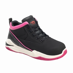 Chukka Work Boots Avenger Womens Reaction Black/Pink Leather Work Shoes