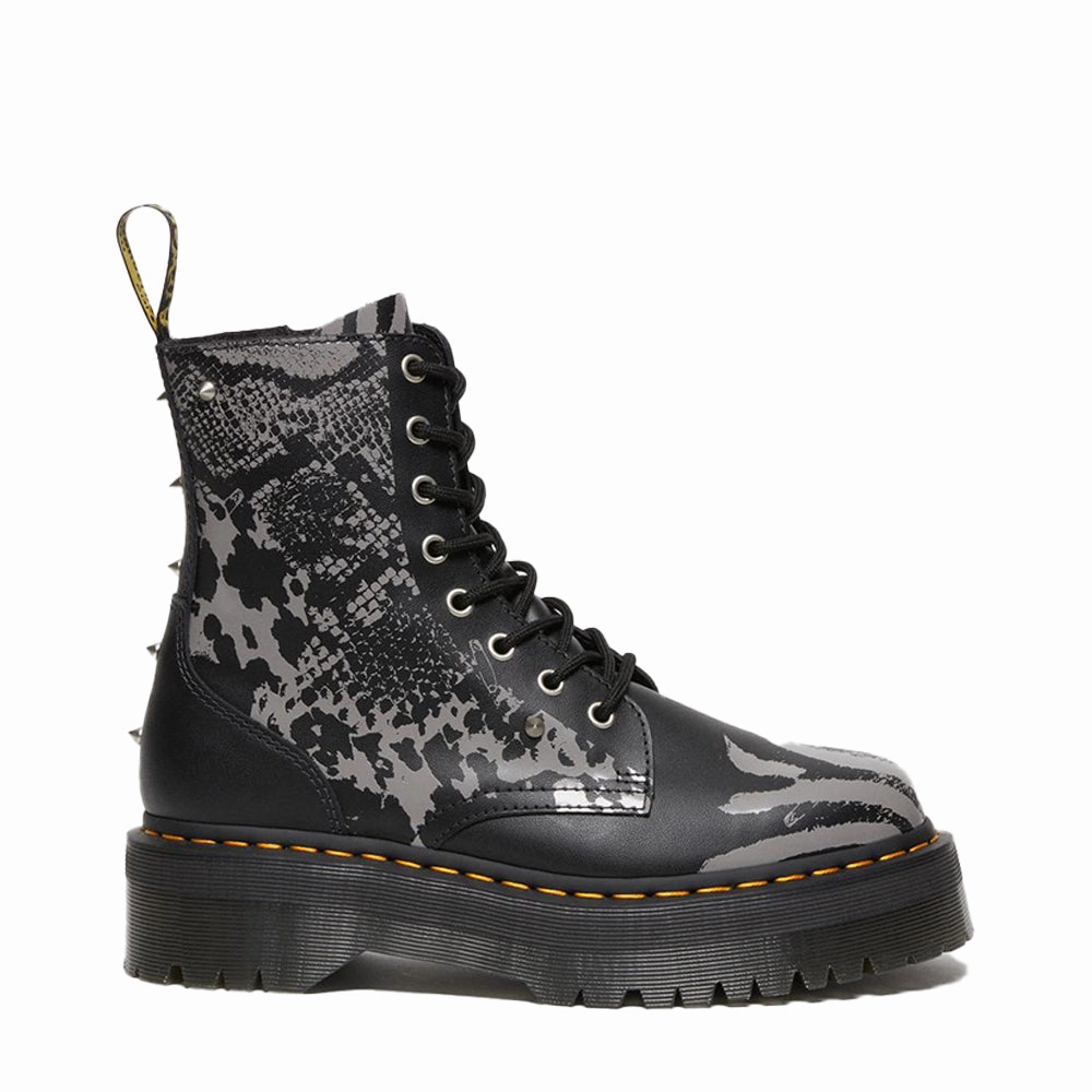 Heeled Leather Combat Boots Jadon Animal Clash Leather Platform Boots