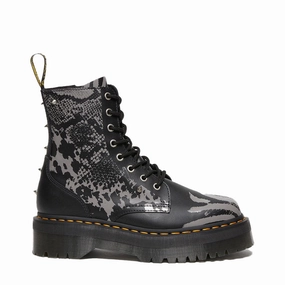 High Shaft Combat Boots Jadon Animal Clash Leather Platform Boots