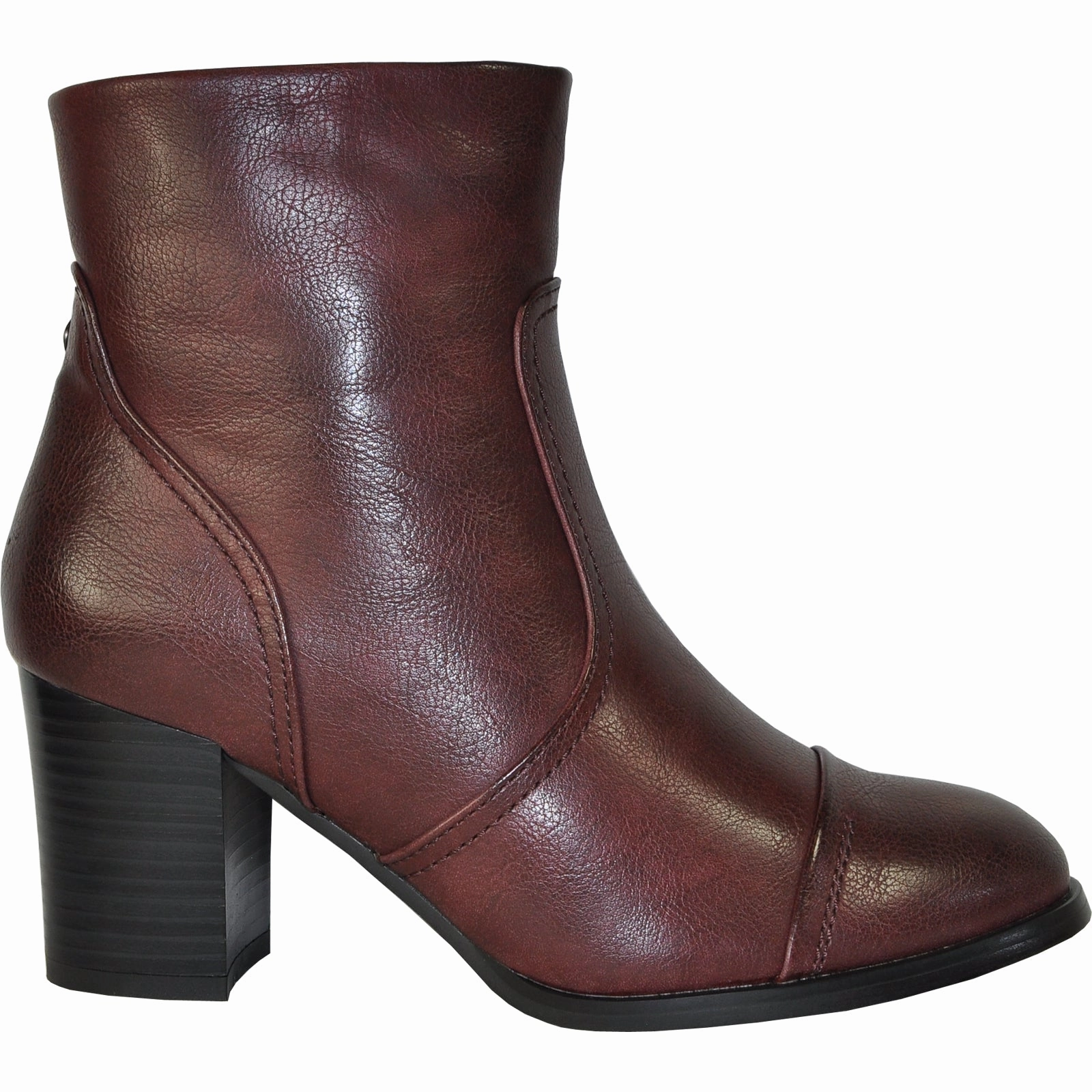 VANGELO Women Boot HF8402 Ankle Dress Boot Bordo Red Ankle Boots With No Heel