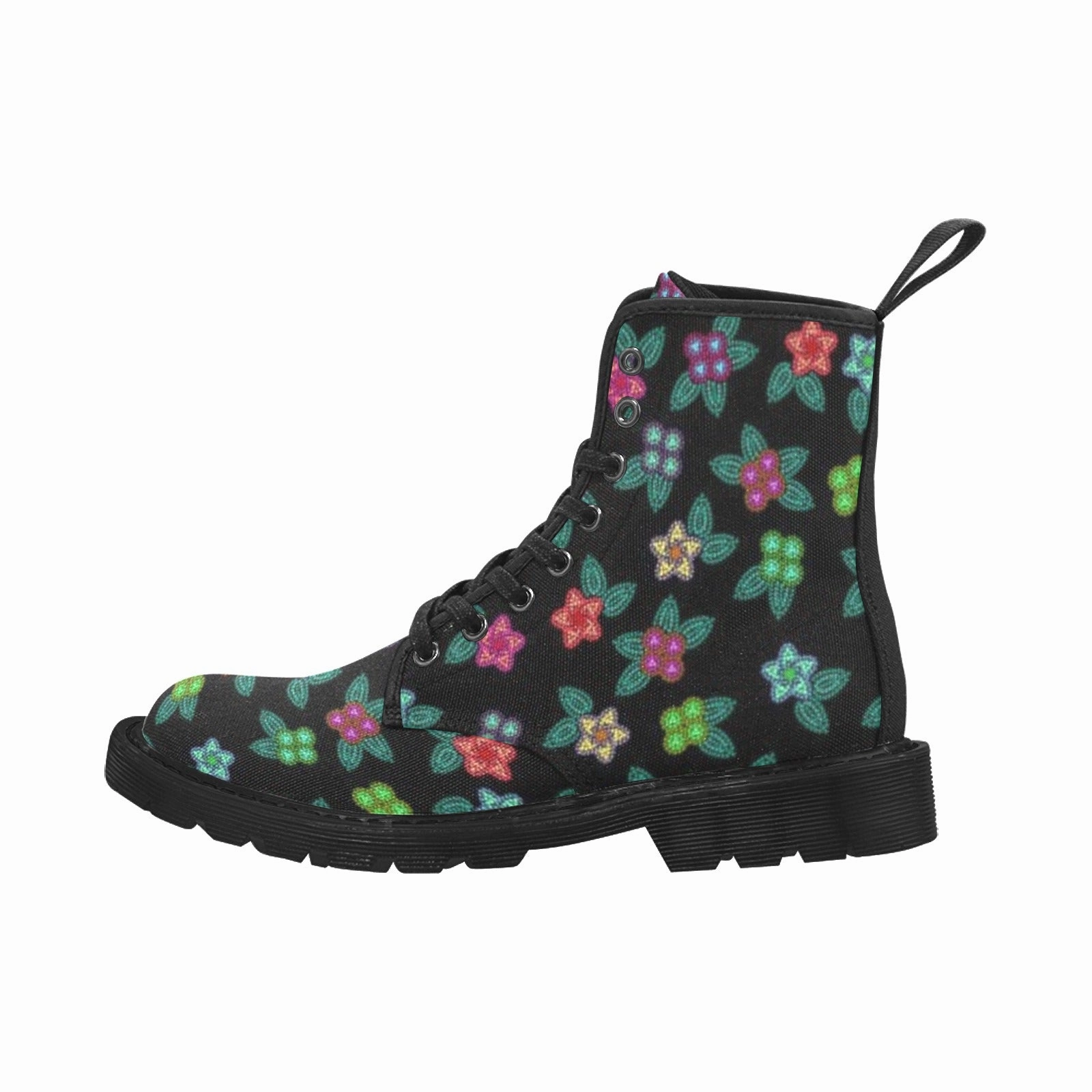 Berry Flowers Black Boots for Men (Black) Combat Army Boots