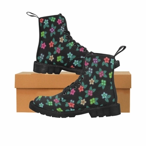 Berry Flowers Black Boots for Men (Black) Combat Chelsea Boot