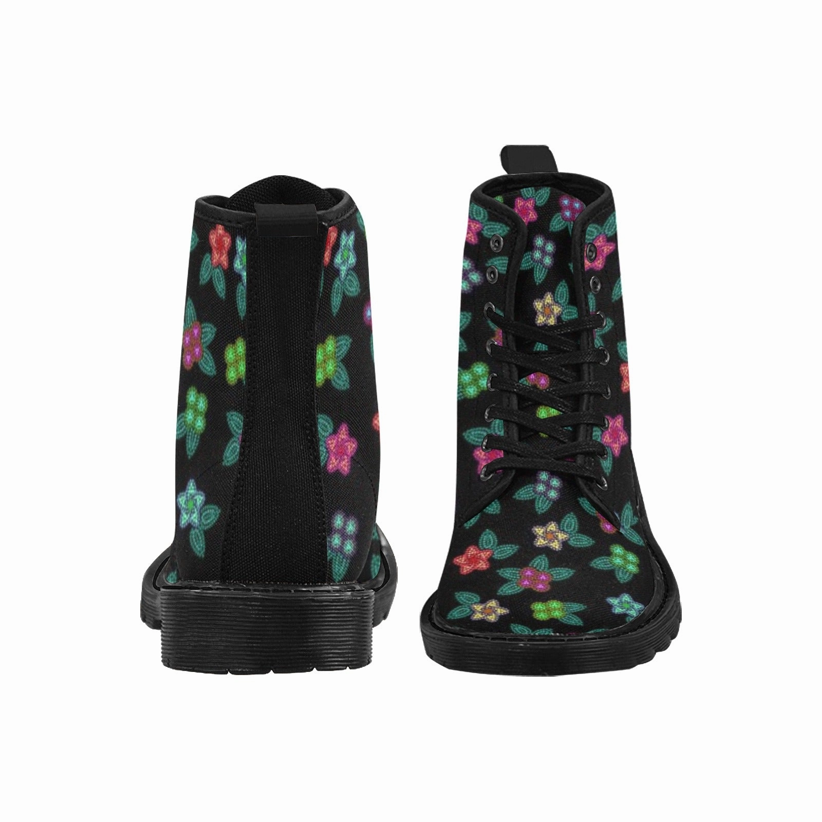 Swiss Combat Boots Berry Flowers Black Boots for Men (Black)