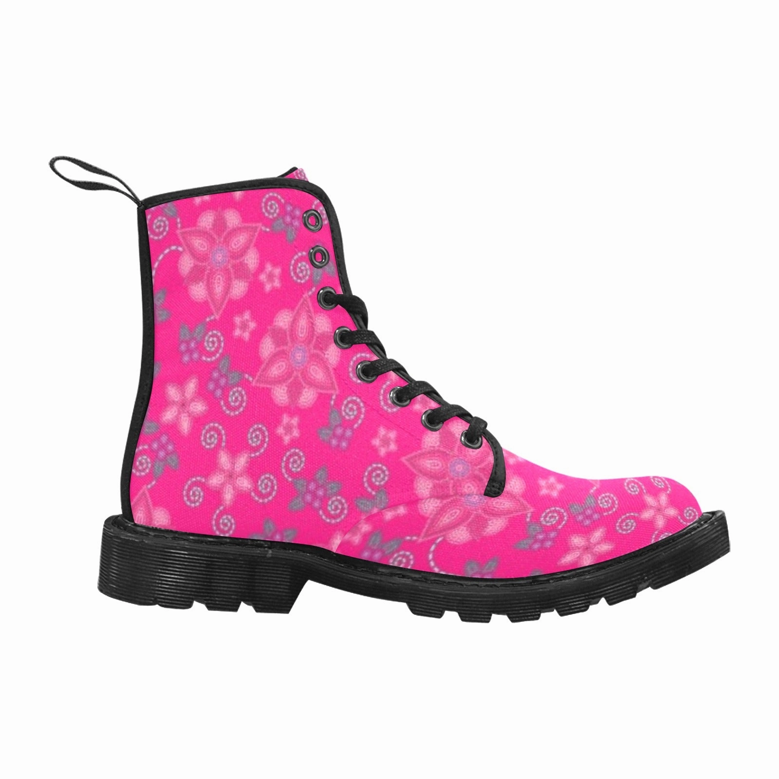 Jadon Platform Combat Boots Berry Picking Pink Boots for Men (Black)