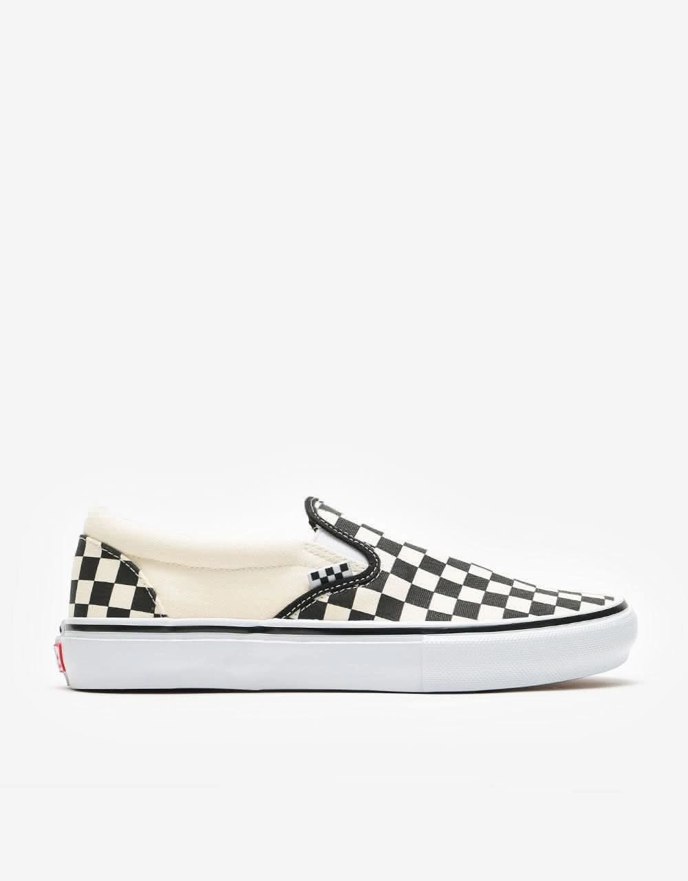 Lace Up Front Skate Shoes Vans Skate Slip-On Shoes - (Checkerboard) Black/Off White