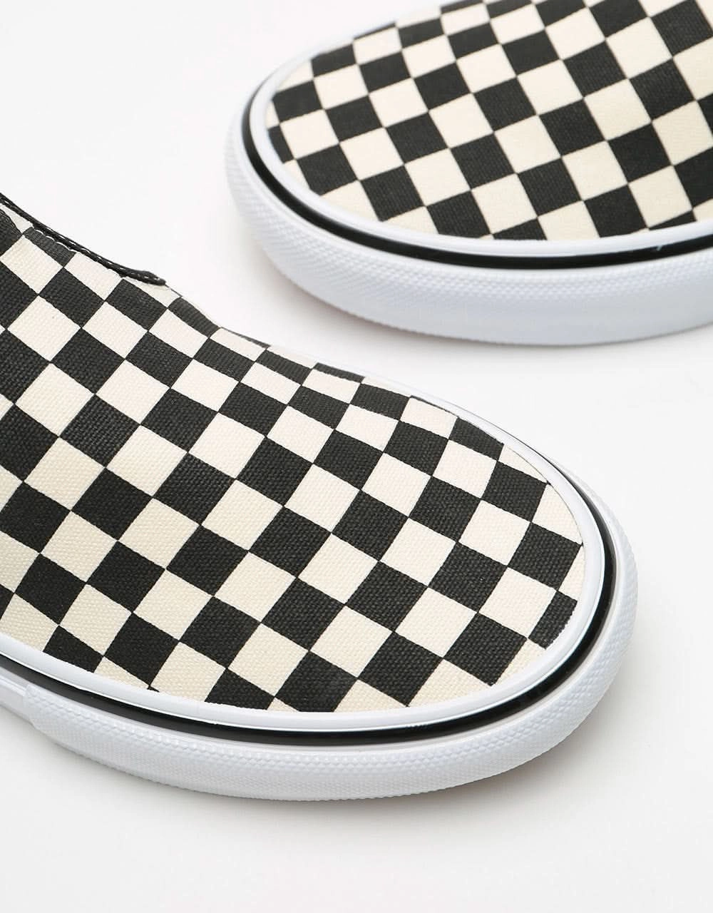 Vans Skate Slip-On Shoes - (Checkerboard) Black/Off White Longboard Skate