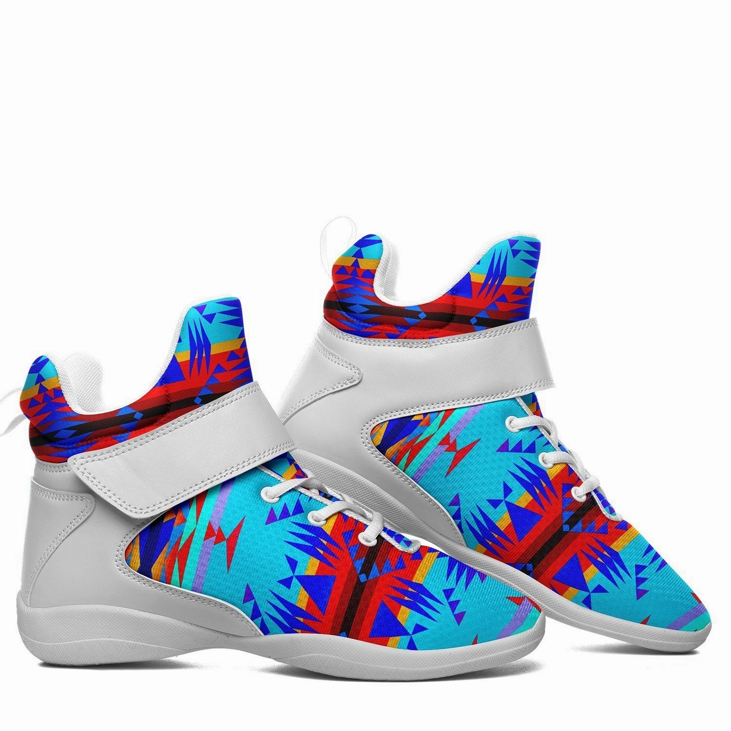 Top Traction Basketball Shoes Between the Mountains Blue Ipottaa Basketball / Sport High Top Shoes - White Sole