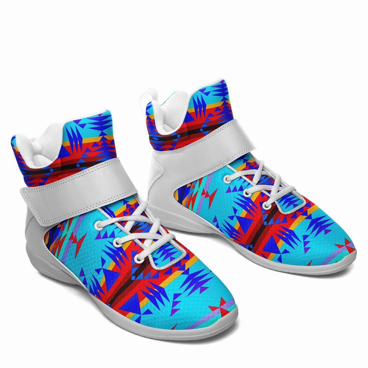 Between the Mountains Blue Ipottaa Basketball / Sport High Top Shoes - White Sole Men's Wide High Top Basketball Shoes