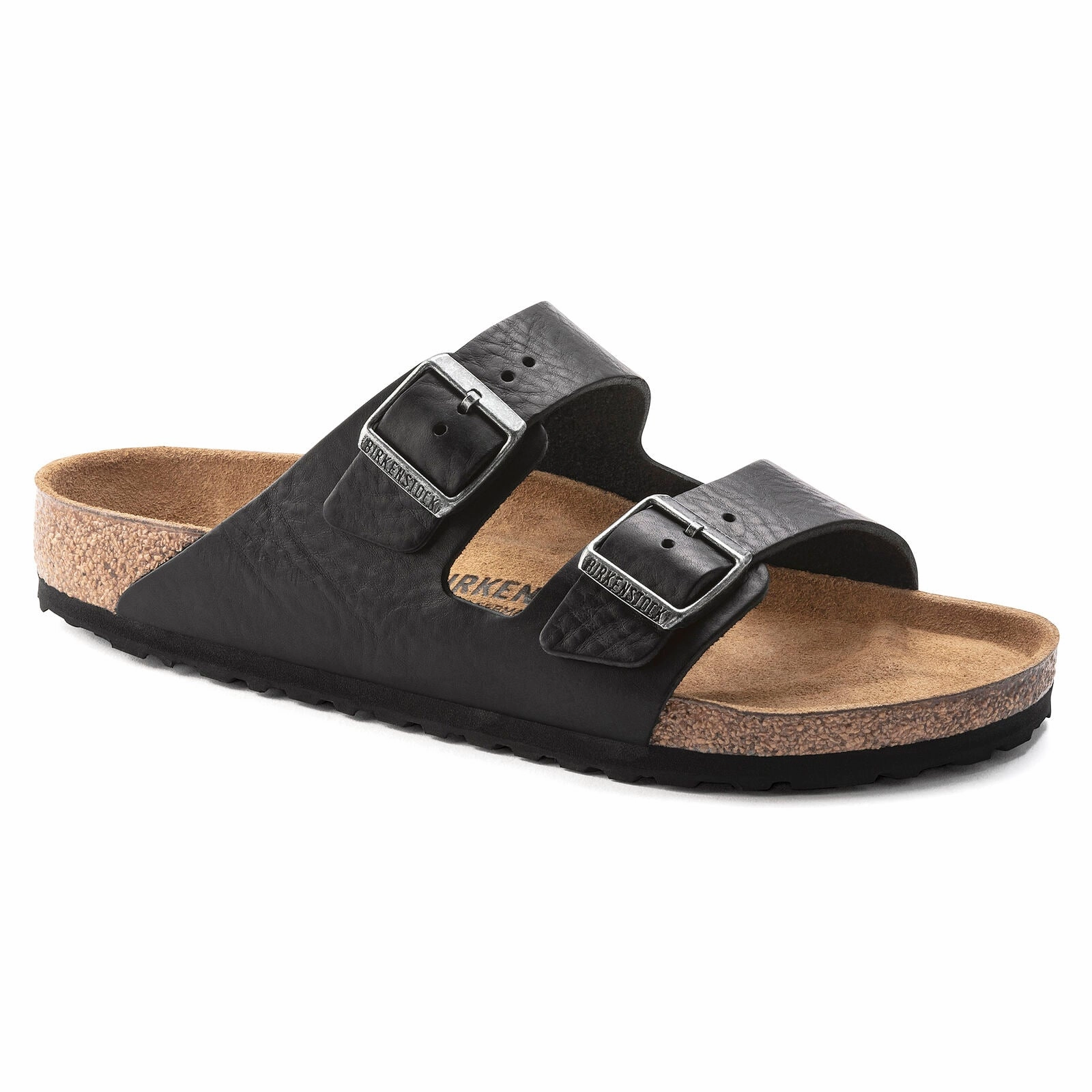 Birkenstock Arizona Grip black vintage leather Clogs With Backstrap