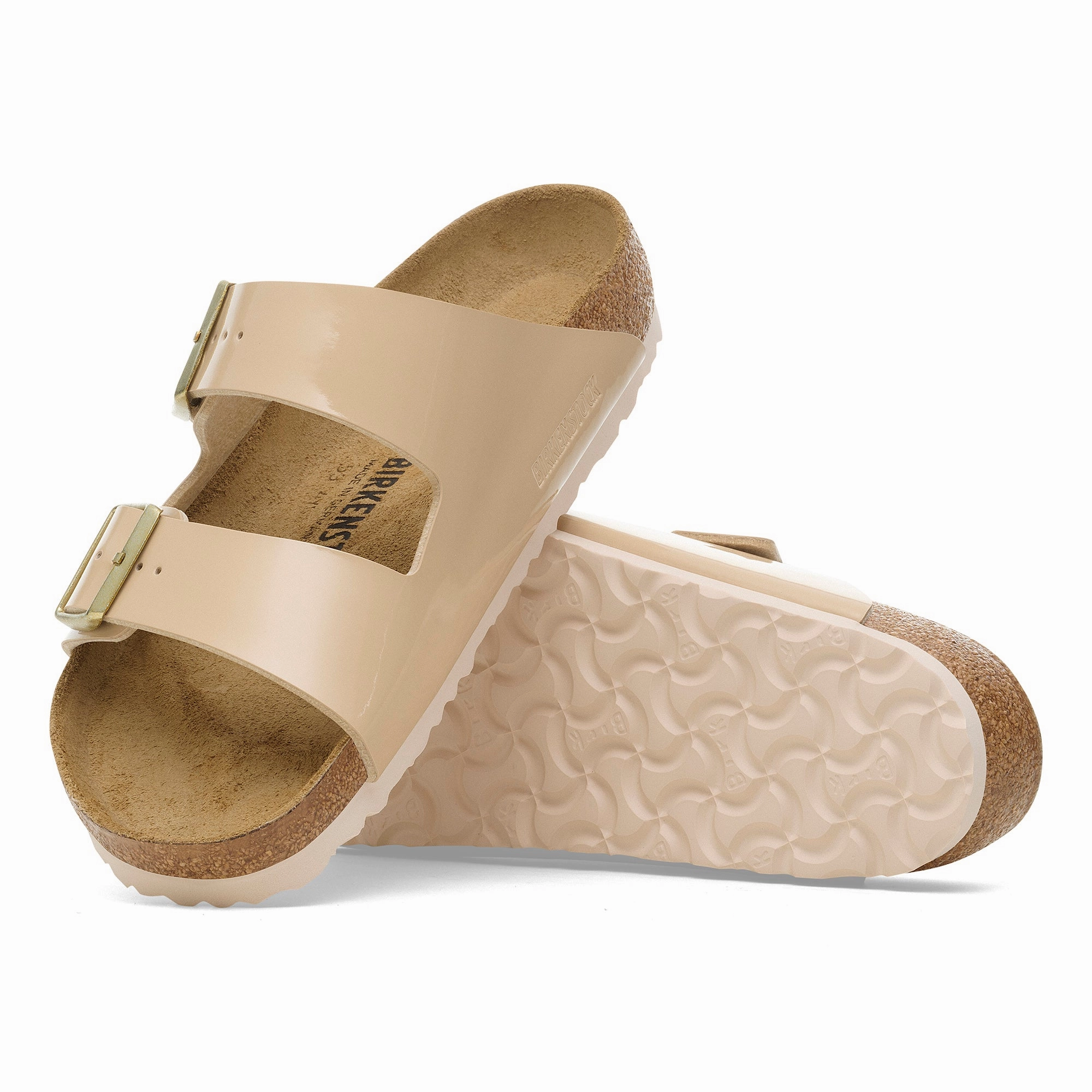 Birkenstock Arizona patent sand Birko-Flor Shearling Birkenstock
