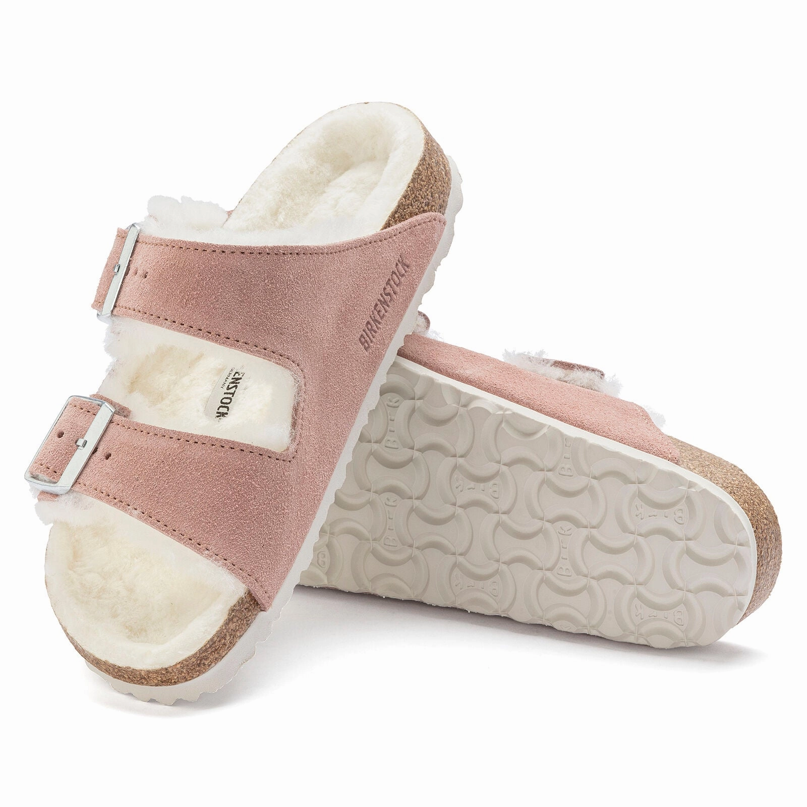 Birkenstock Arizona Shearling pink clay suede/natural shearling Cow Print