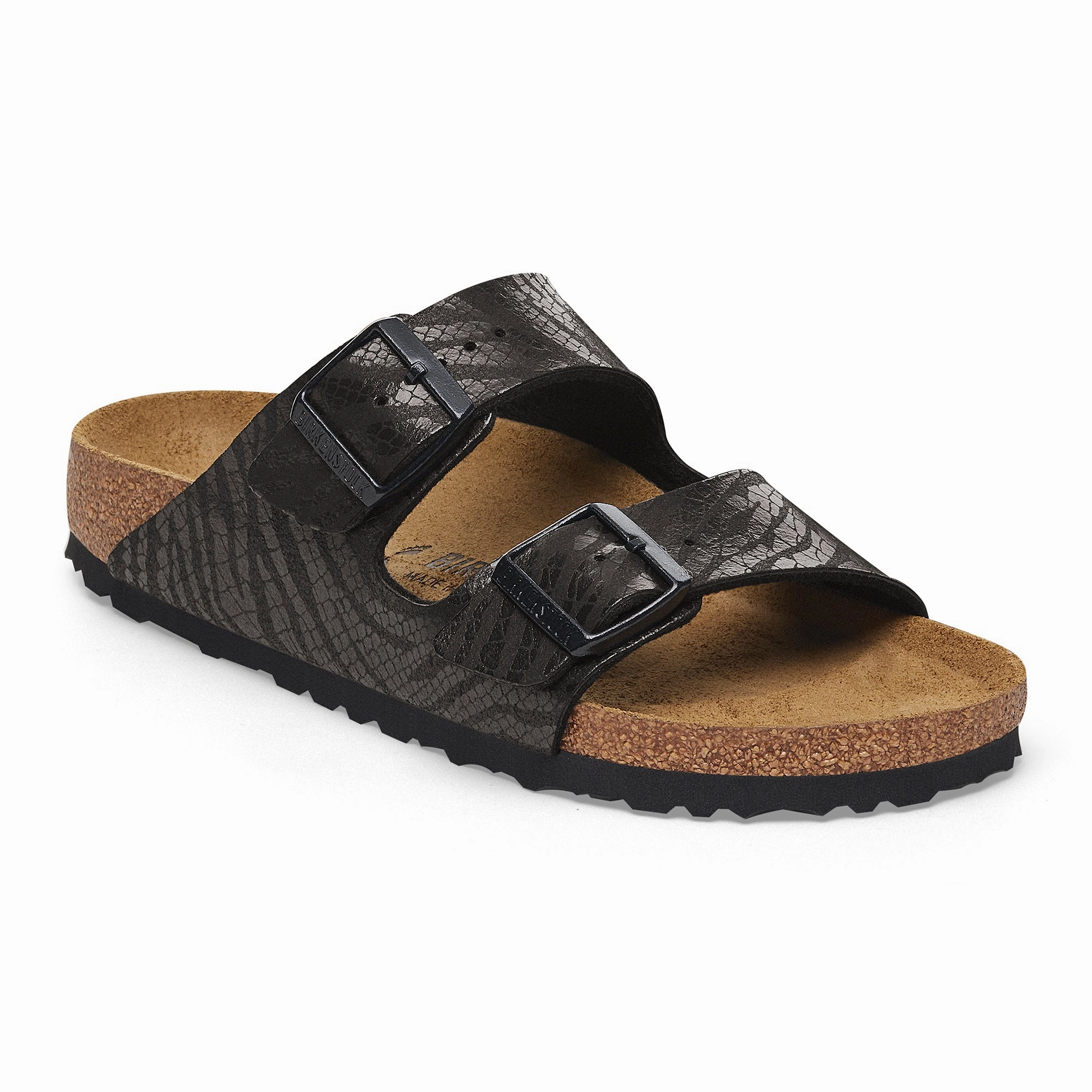 Birkenstock Arizona silky zebra black Birkibuc Silver